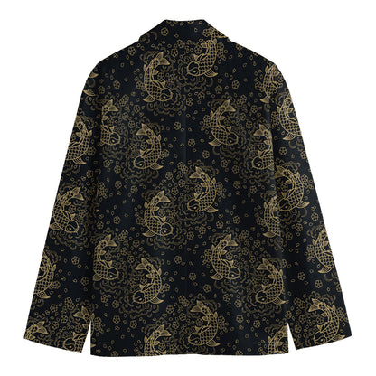Chinese Koi Carp Pattern Print Men's Blazer