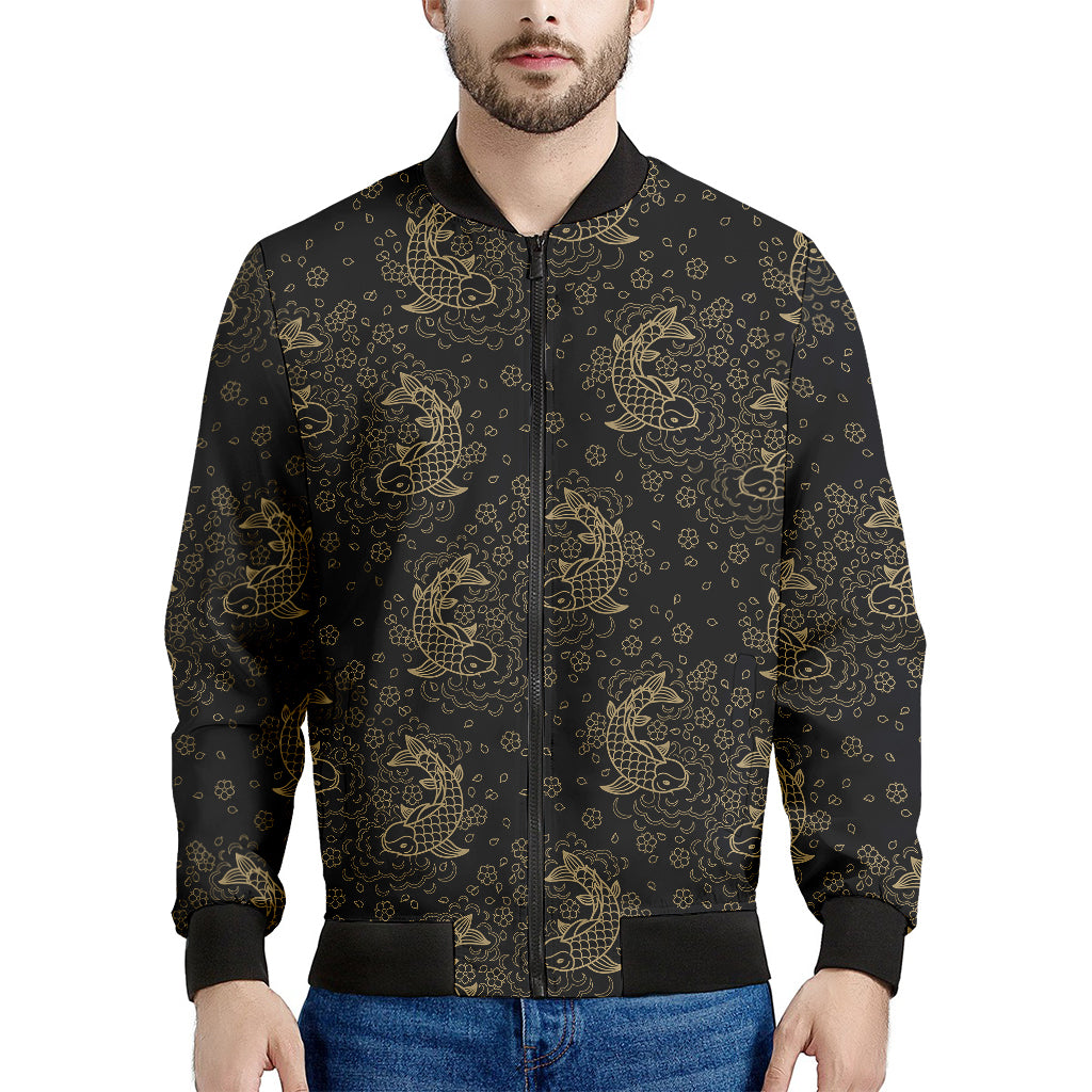 Chinese Koi Carp Pattern Print Men's Bomber Jacket