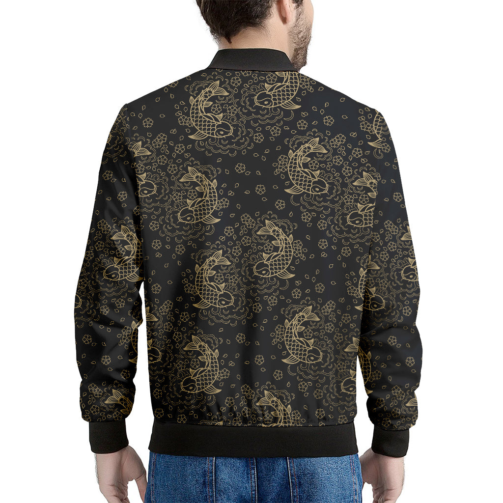 Chinese Koi Carp Pattern Print Men's Bomber Jacket