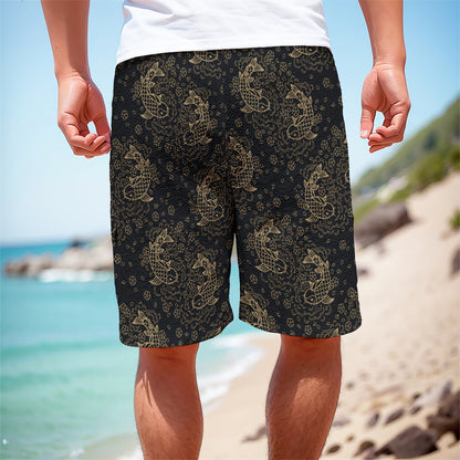Chinese Koi Carp Pattern Print Men's Cargo Shorts