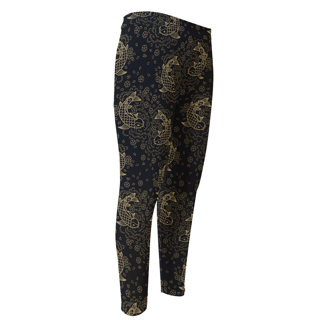 Chinese Koi Carp Pattern Print Men's Compression Pants