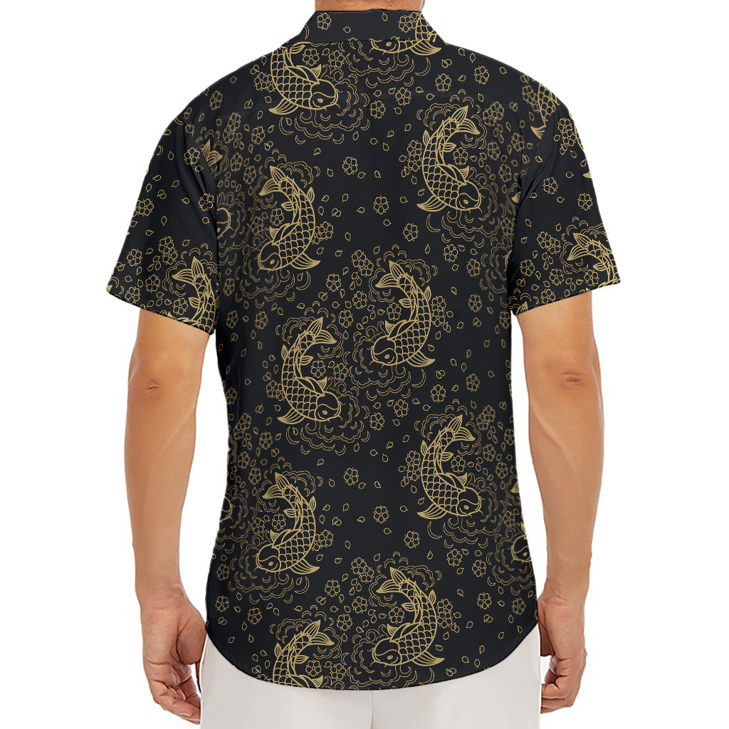 Chinese Koi Carp Pattern Print Men's Deep V-Neck Shirt