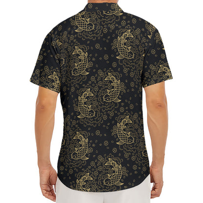 Chinese Koi Carp Pattern Print Men's Deep V-Neck Shirt