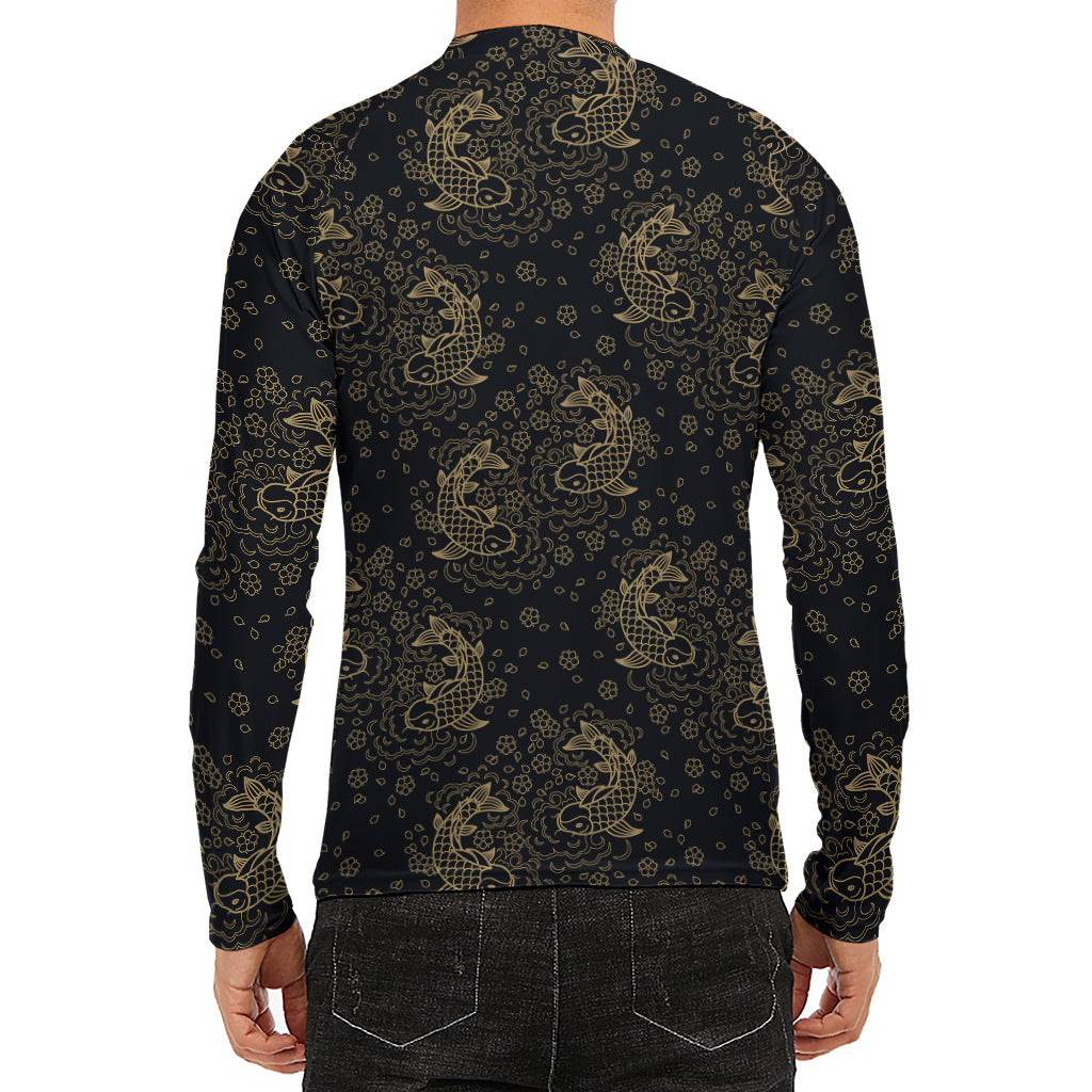 Chinese Koi Carp Pattern Print Men's Long Sleeve Rash Guard