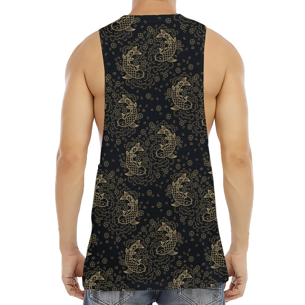 Chinese Koi Carp Pattern Print Men's Muscle Tank Top