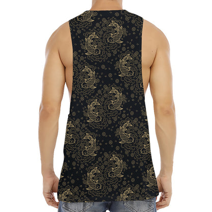 Chinese Koi Carp Pattern Print Men's Muscle Tank Top