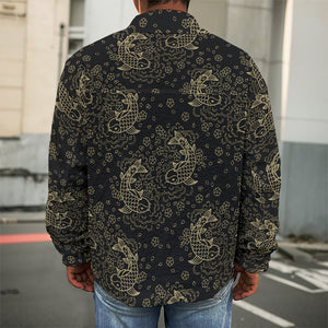 Chinese Koi Carp Pattern Print Men's Shirt Jacket