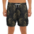 Chinese Koi Carp Pattern Print Men's Split Running Shorts