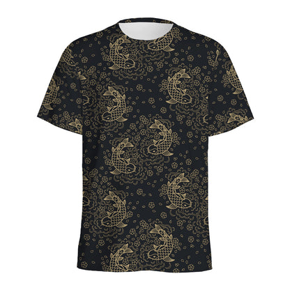 Chinese Koi Carp Pattern Print Men's Sports T-Shirt
