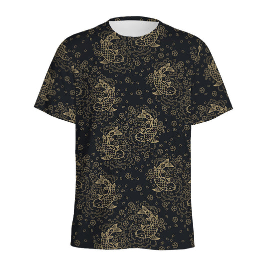 Chinese Koi Carp Pattern Print Men's Sports T-Shirt
