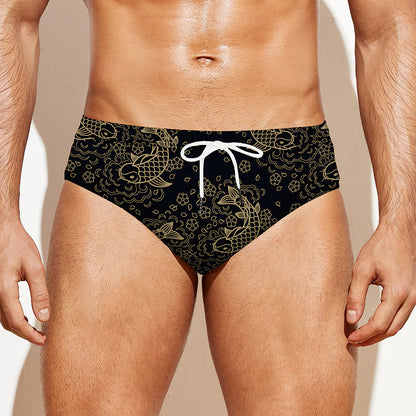 Chinese Koi Carp Pattern Print Men's Swim Briefs