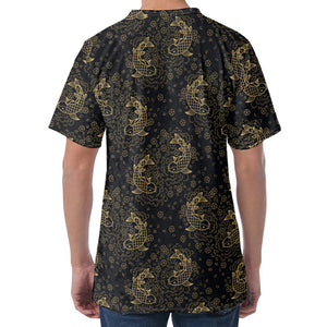 Chinese Koi Carp Pattern Print Men's Velvet T-Shirt