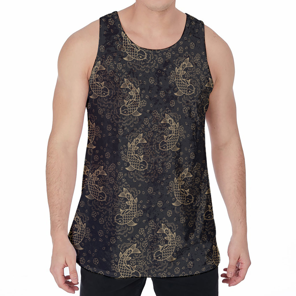 Chinese Koi Carp Pattern Print Men's Velvet Tank Top