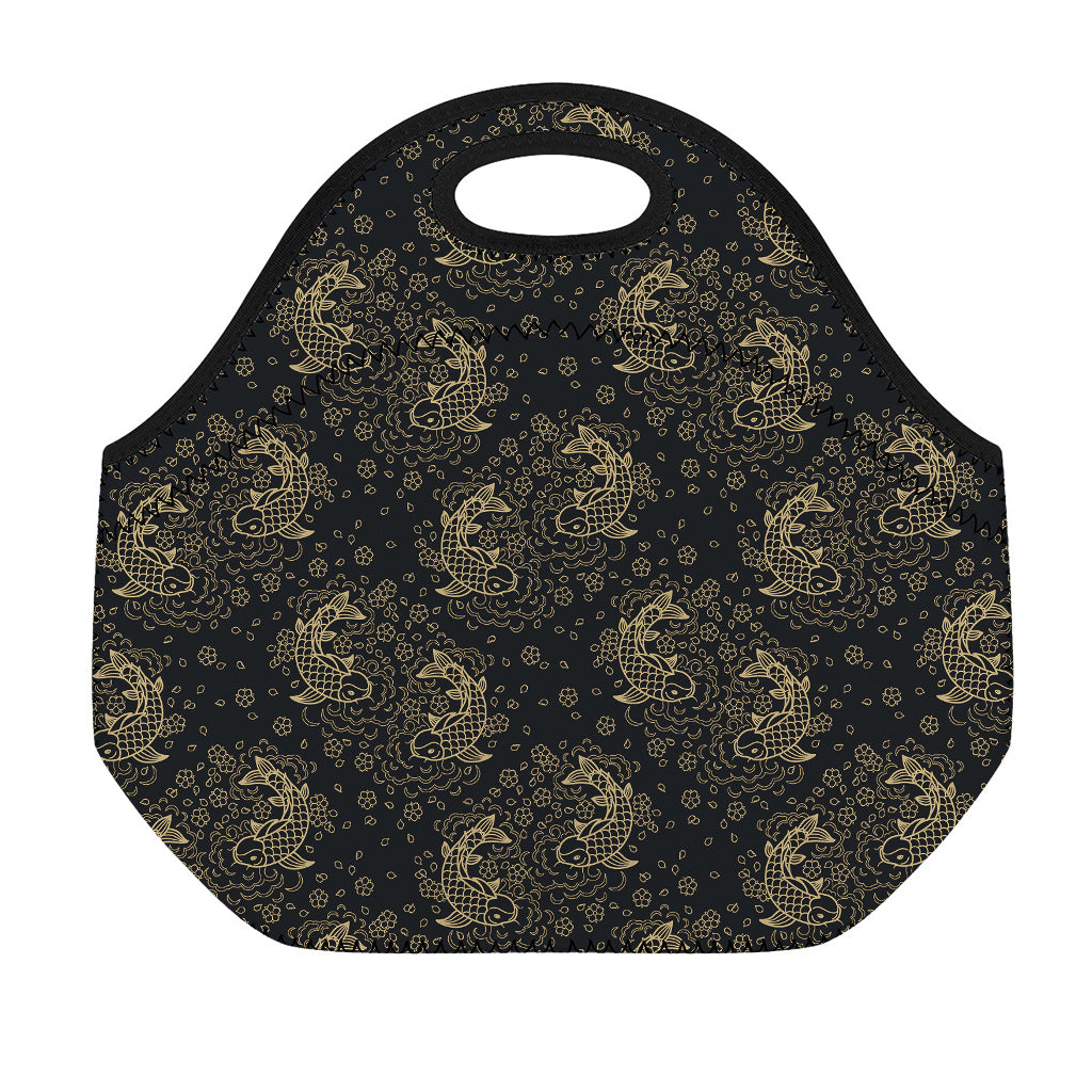 Chinese Koi Carp Pattern Print Neoprene Lunch Bag