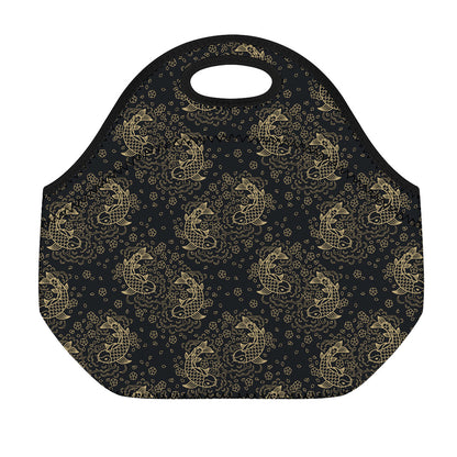 Chinese Koi Carp Pattern Print Neoprene Lunch Bag