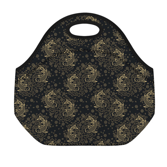 Chinese Koi Carp Pattern Print Neoprene Lunch Bag