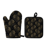 Chinese Koi Carp Pattern Print Oven Mitt And Pot Holder Set