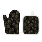 Chinese Koi Carp Pattern Print Oven Mitt And Pot Holder Set