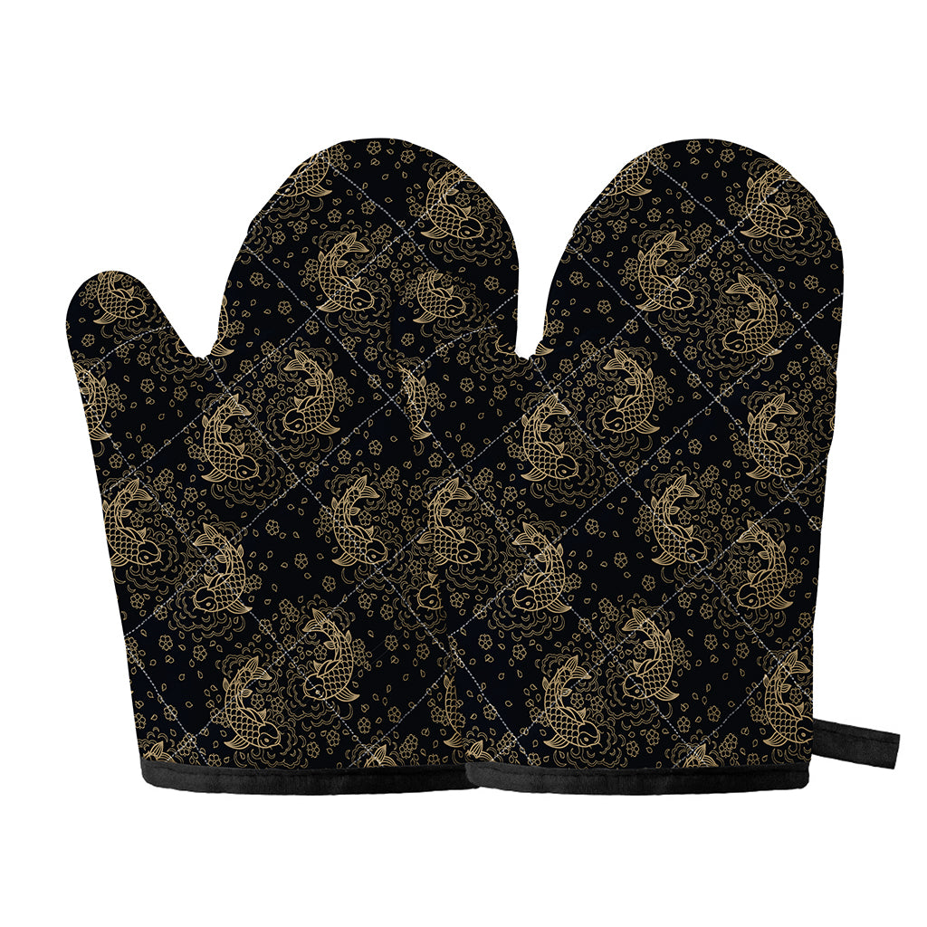 Chinese Koi Carp Pattern Print Oven Mitts