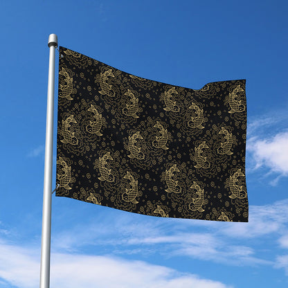 Chinese Koi Carp Pattern Print Polyester Flag