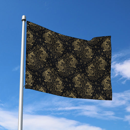 Chinese Koi Carp Pattern Print Polyester Flag