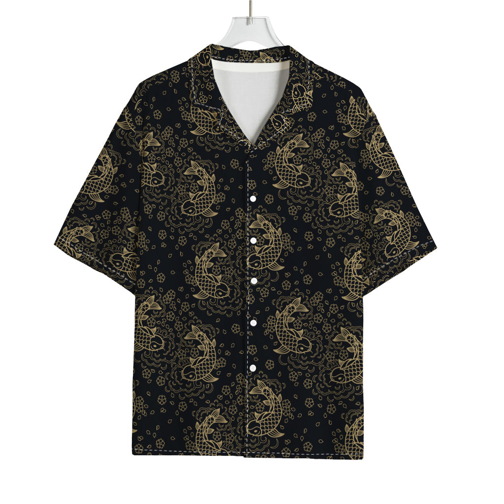 Chinese Koi Carp Pattern Print Rayon Hawaiian Shirt