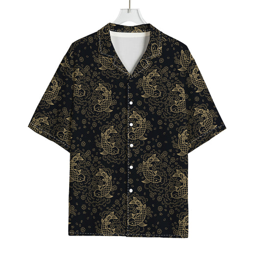 Chinese Koi Carp Pattern Print Rayon Hawaiian Shirt