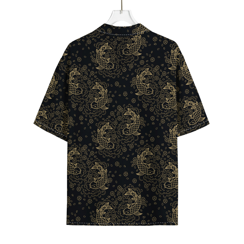 Chinese Koi Carp Pattern Print Rayon Hawaiian Shirt