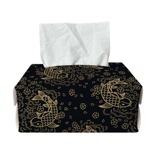 Chinese Koi Carp Pattern Print Rectangle Tissue Box Cover
