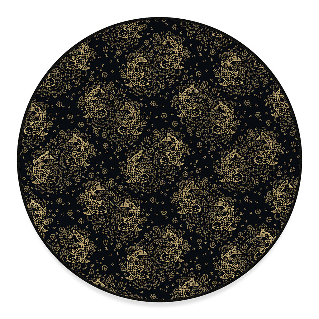 Chinese Koi Carp Pattern Print Round Floor Mat