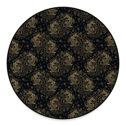 Chinese Koi Carp Pattern Print Round Floor Mat