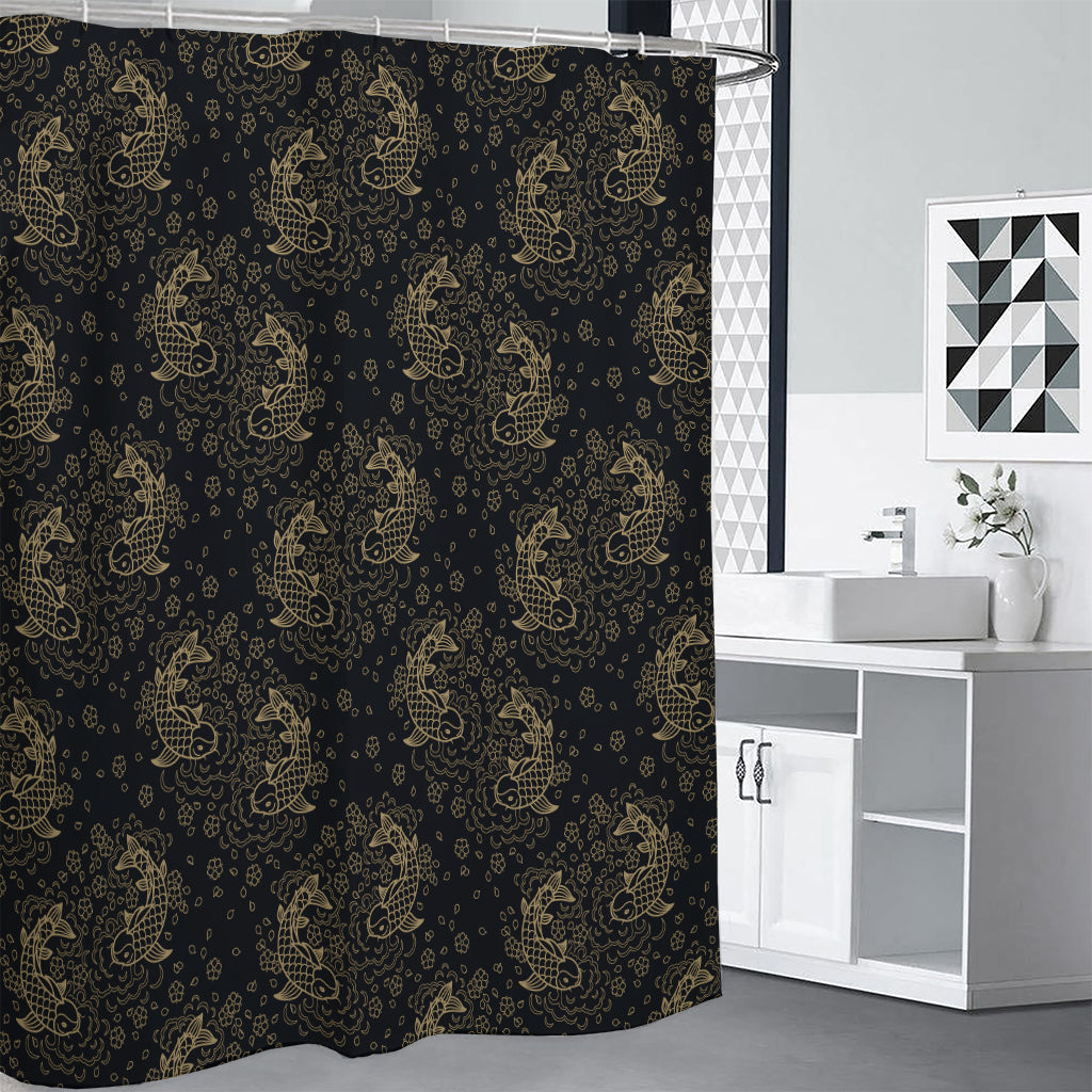 Chinese Koi Carp Pattern Print Shower Curtain