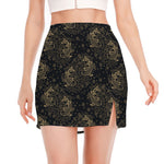 Chinese Koi Carp Pattern Print Side Slit Mini Skirt