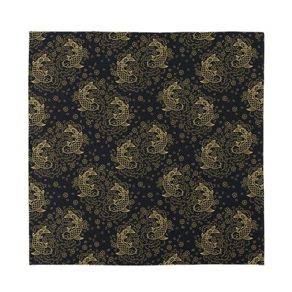 Chinese Koi Carp Pattern Print Silk Bandana
