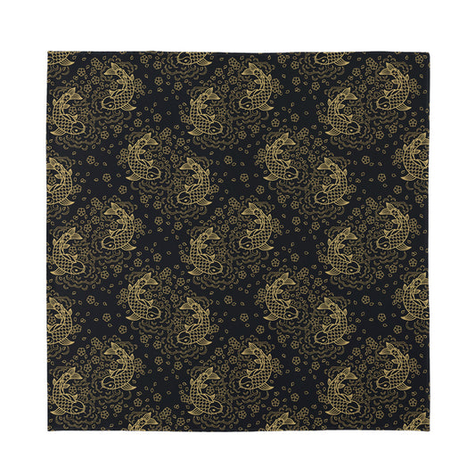 Chinese Koi Carp Pattern Print Silk Bandana