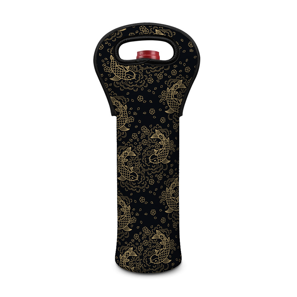 Chinese Koi Carp Pattern Print Single Neoprene Wine Tote