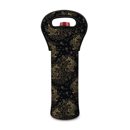 Chinese Koi Carp Pattern Print Single Neoprene Wine Tote