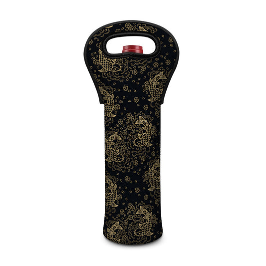 Chinese Koi Carp Pattern Print Single Neoprene Wine Tote