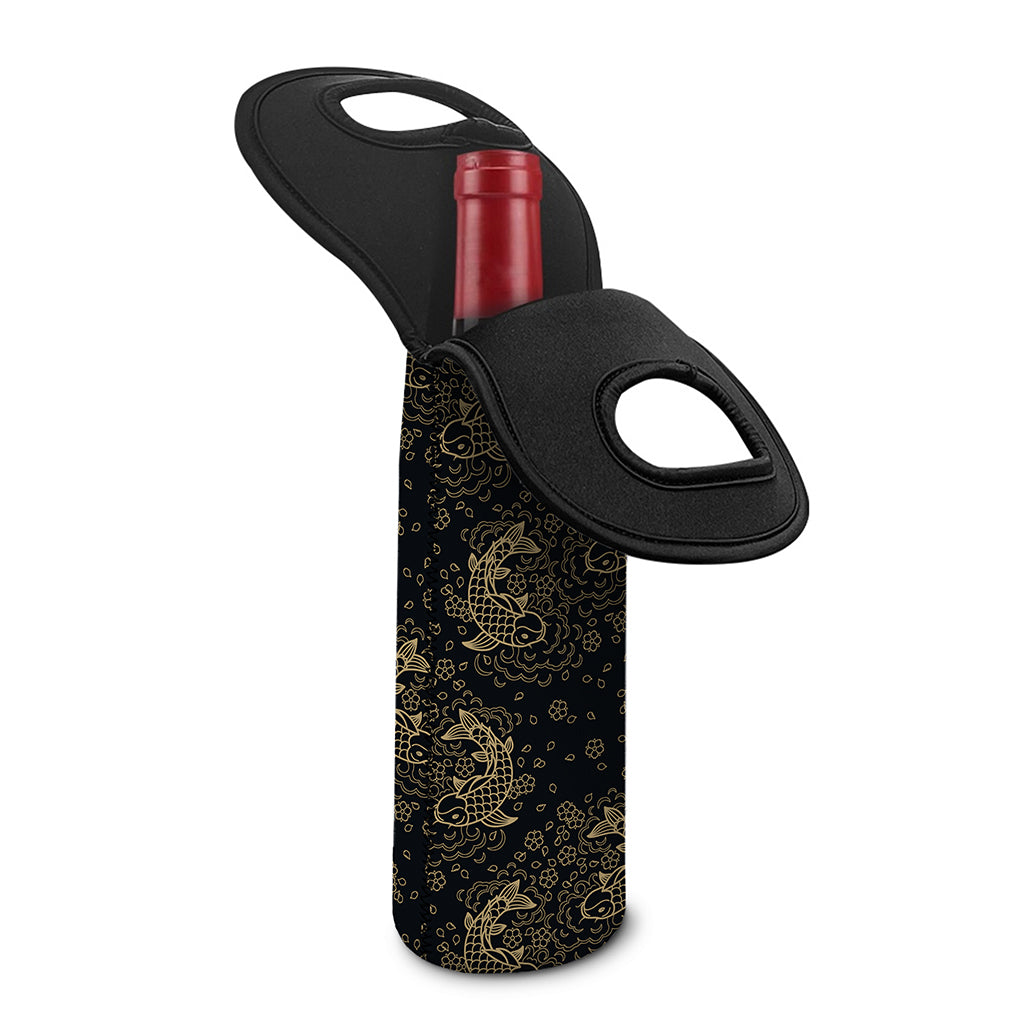 Chinese Koi Carp Pattern Print Single Neoprene Wine Tote