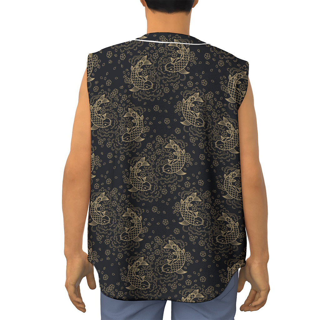 Chinese Koi Carp Pattern Print Sleeveless Baseball Jersey