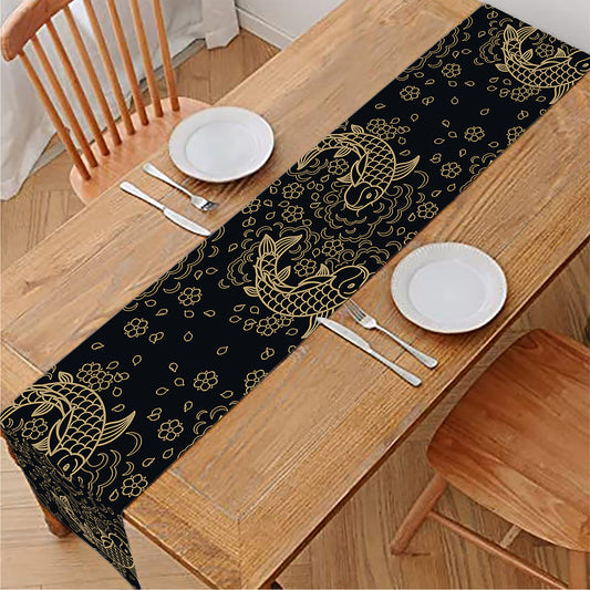 Chinese Koi Carp Pattern Print Table Runner