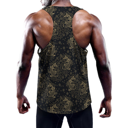 Chinese Koi Carp Pattern Print Training Tank Top