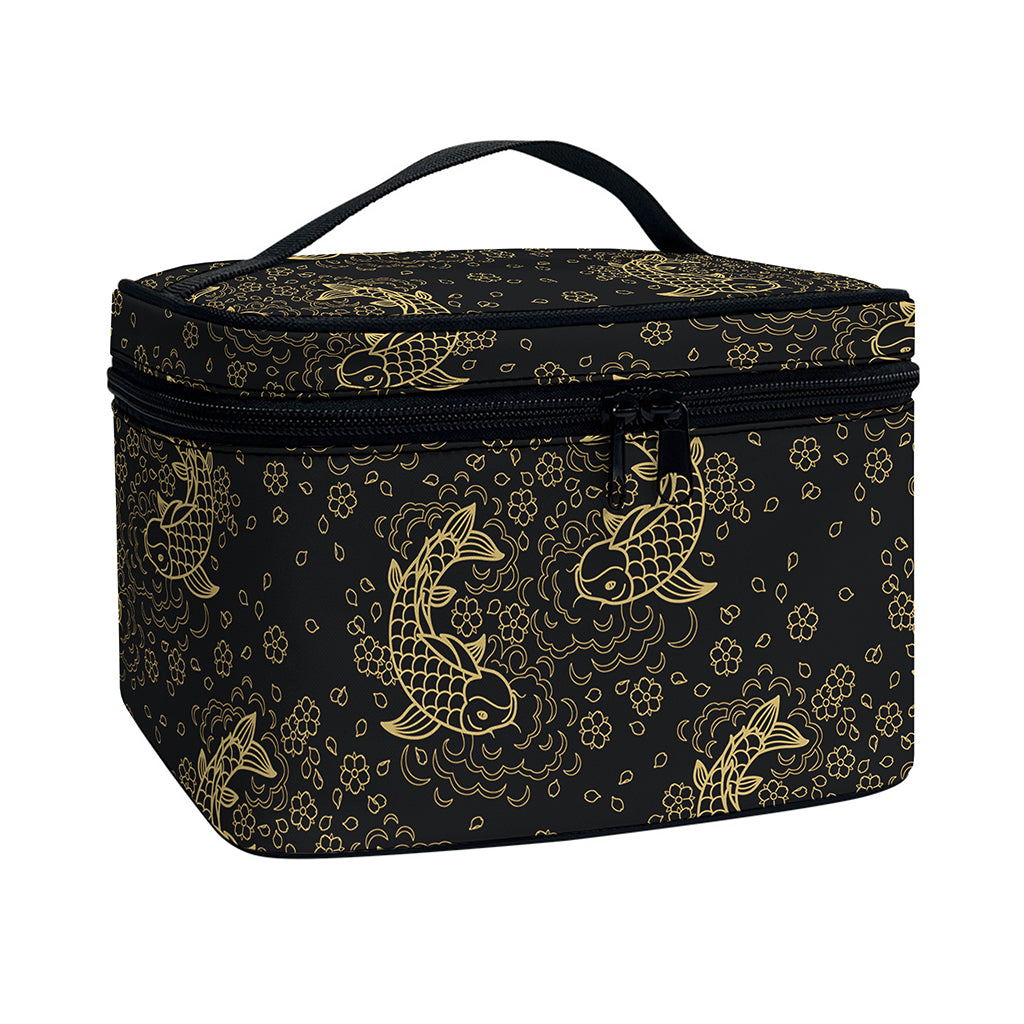 Chinese Koi Carp Pattern Print Travel Makeup Bag