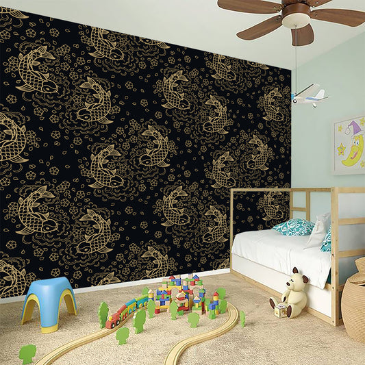 Chinese Koi Carp Pattern Print Wall Sticker