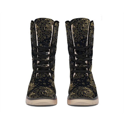 Chinese Koi Carp Pattern Print Winter Boots