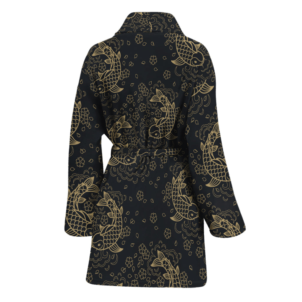 Chinese Koi Carp Pattern Print Women's Bathrobe