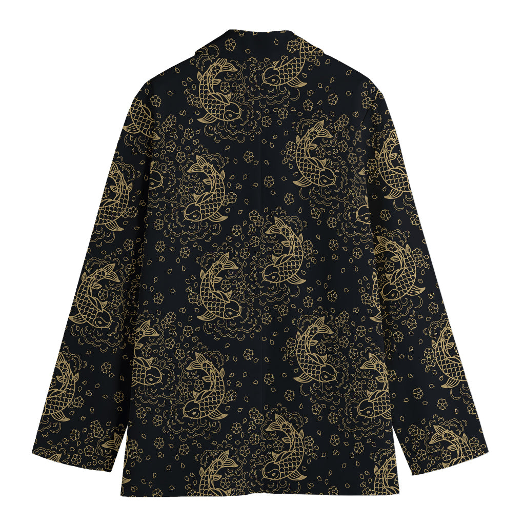 Chinese Koi Carp Pattern Print Women's Blazer