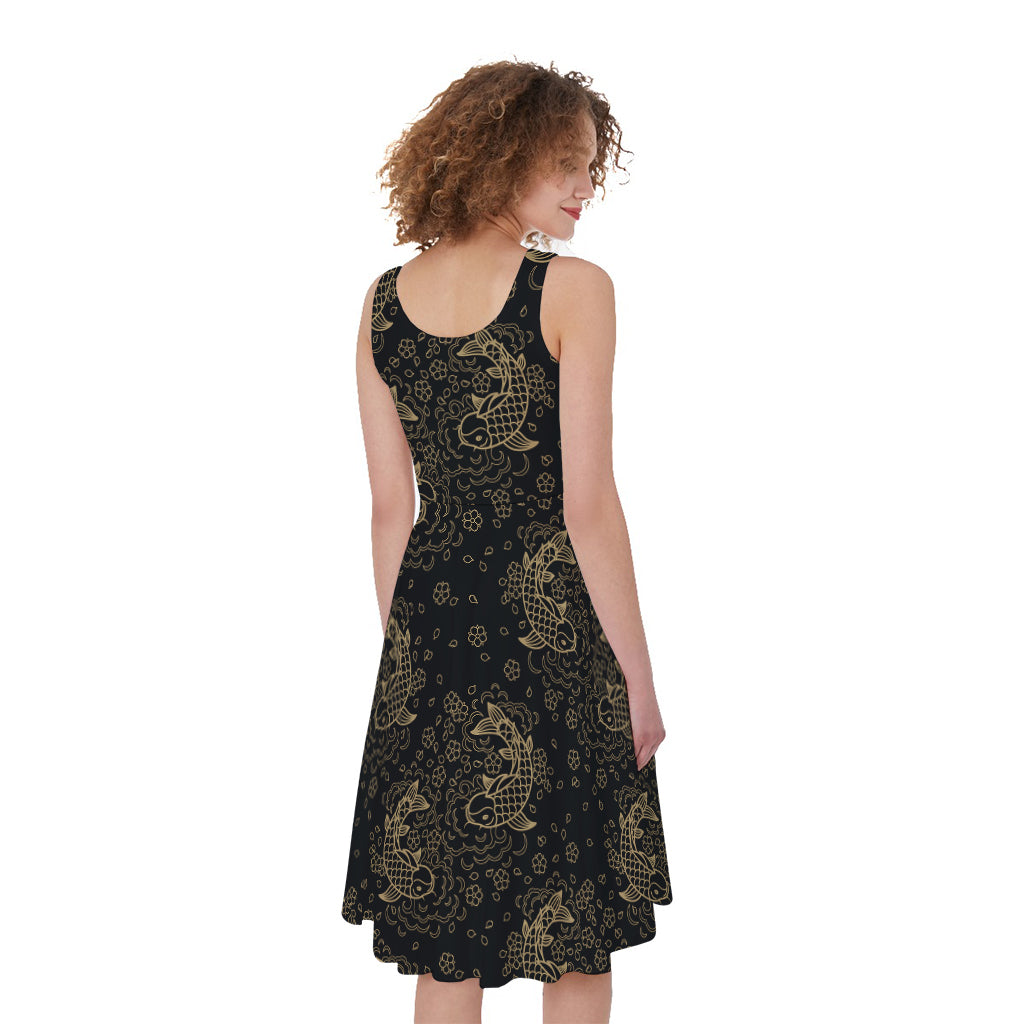 Chinese Koi Carp Pattern Print Women's Sleeveless Dress