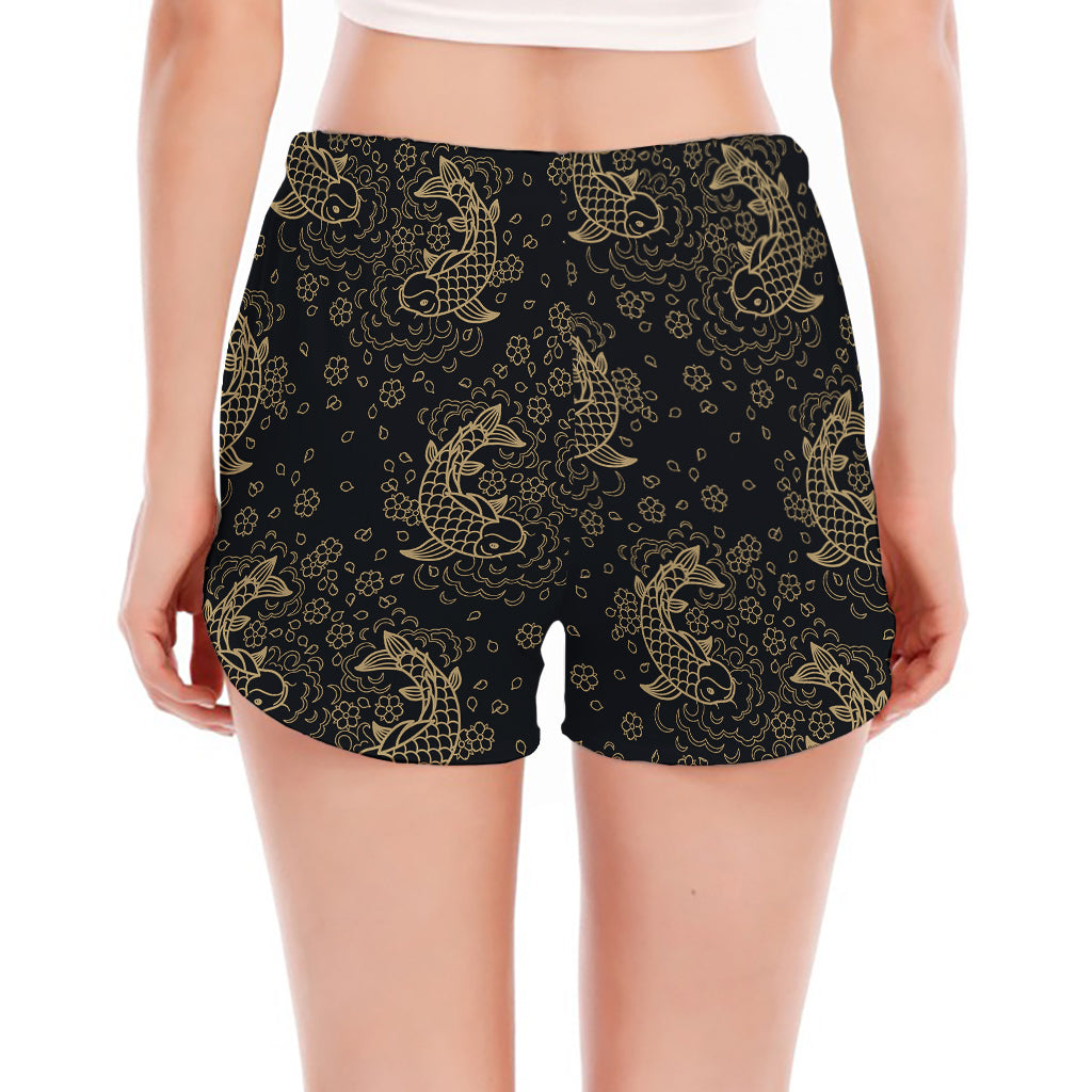 Chinese Koi Carp Pattern Print Women's Split Running Shorts