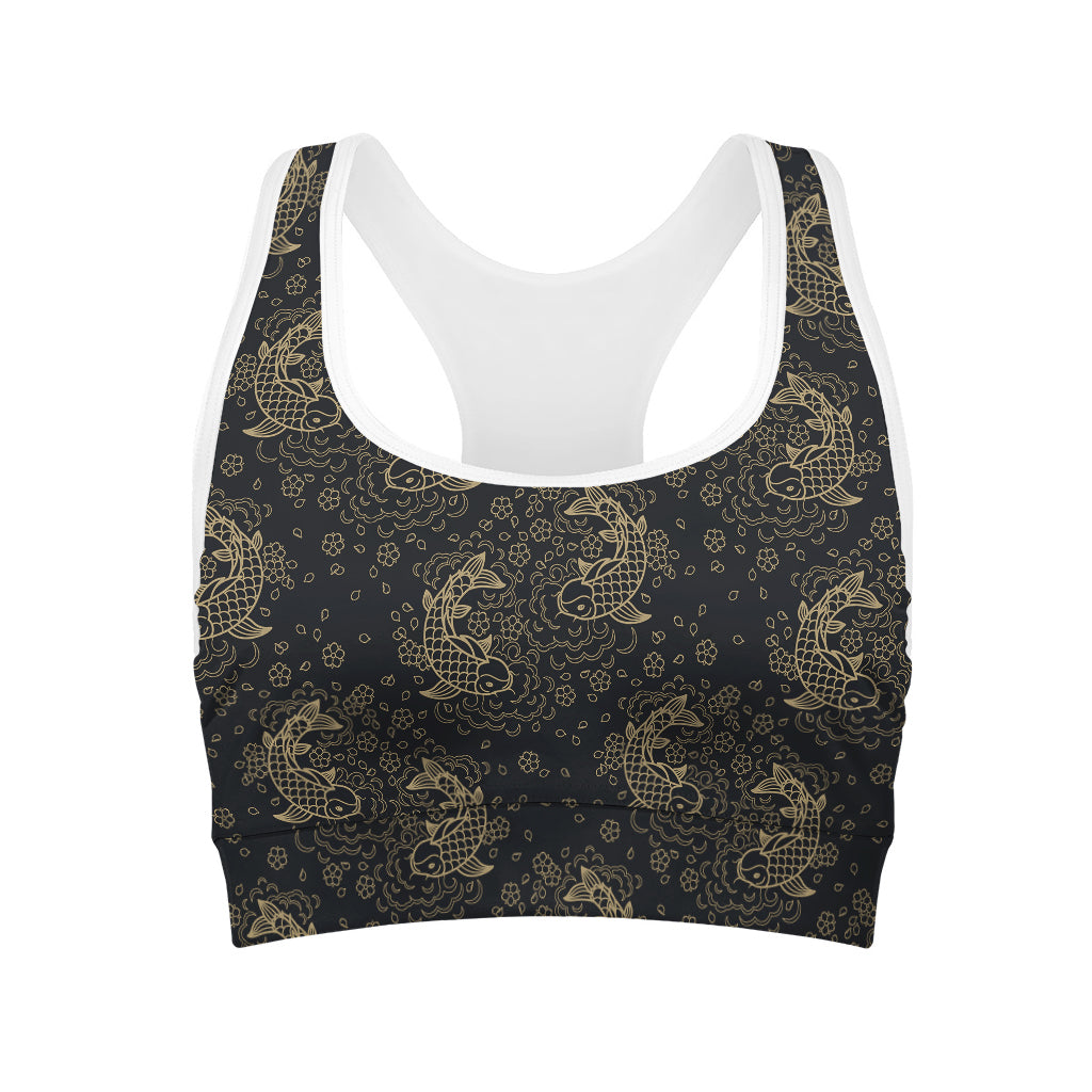 Chinese Koi Carp Pattern Print Women's Sports Bra